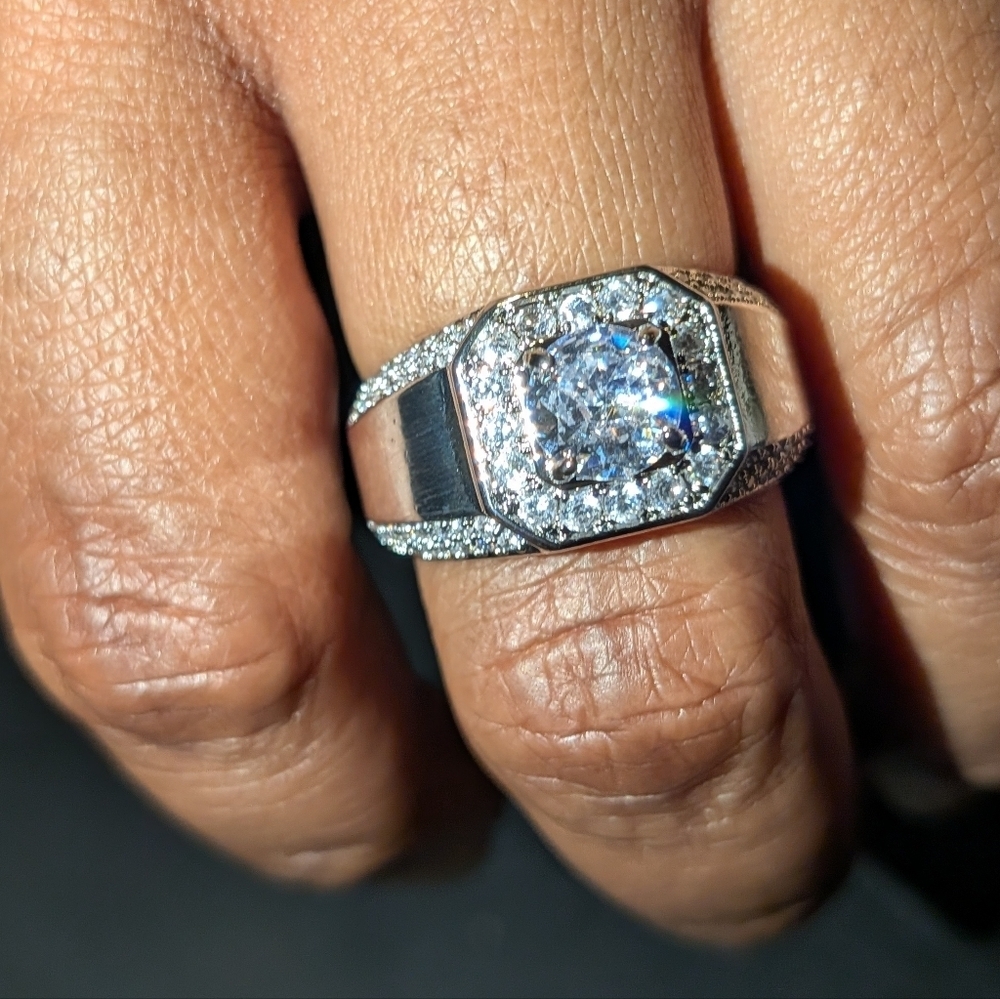 Elegant Diamond 925 Silver Ring For Men